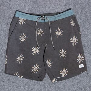 Katin Valance Hybrid Swim Trunks Mens 32 Gray Floral Board Shorts 7.5" Huckberry
